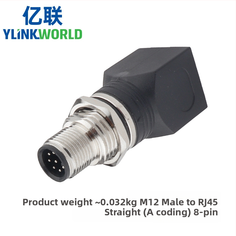 M12 към RJ45 конектор адаптер, 4-8 ядра, мъжки и женски, извити и прави, IP68, A/D/X код