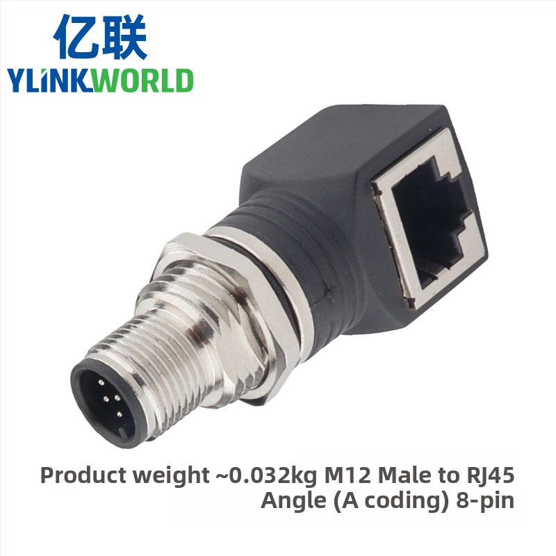 M12 към RJ45 конектор адаптер, 4-8 ядра, мъжки и женски, извити и прави, IP68, A/D/X код