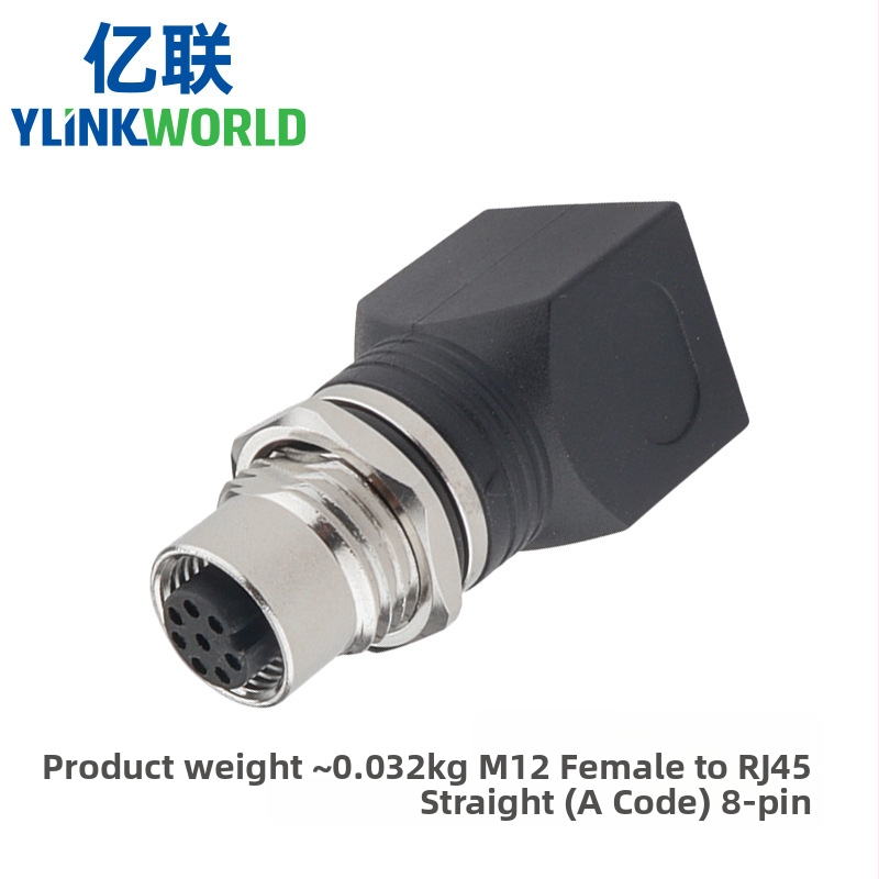 M12 към RJ45 конектор адаптер, 4-8 ядра, мъжки и женски, извити и прави, IP68, A/D/X код