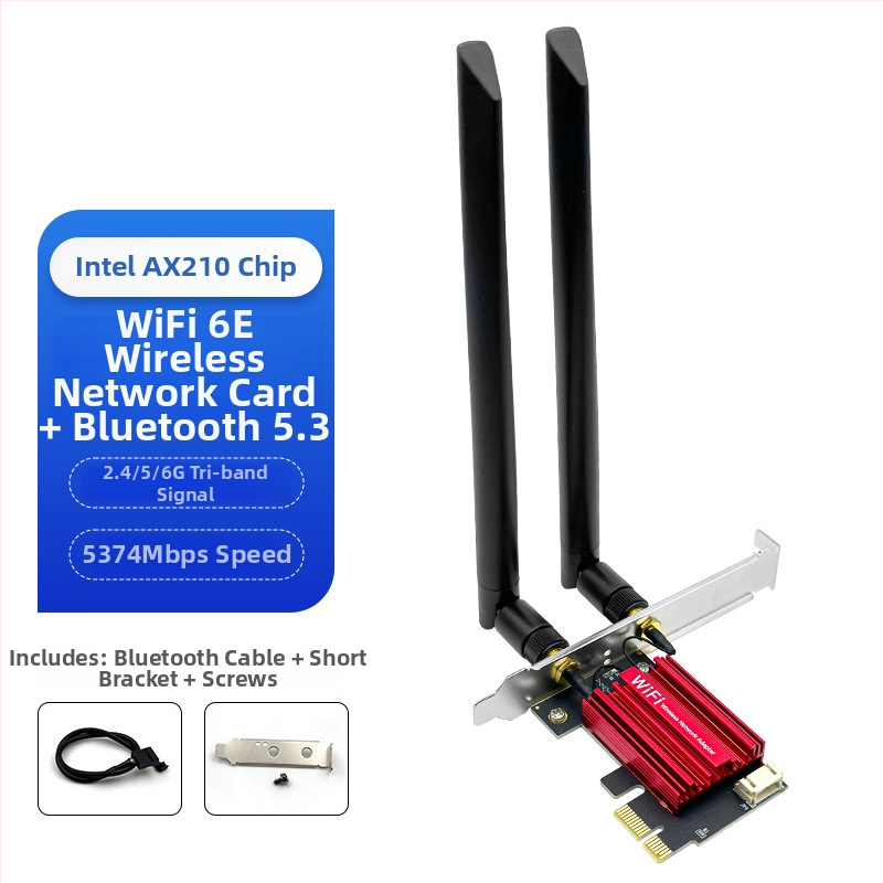 Cardă de rețea wireless PCIe WiFi 6 tri-band 2,4/5/6 GHz Bluetooth 5.3 AX210 5374 Mbps