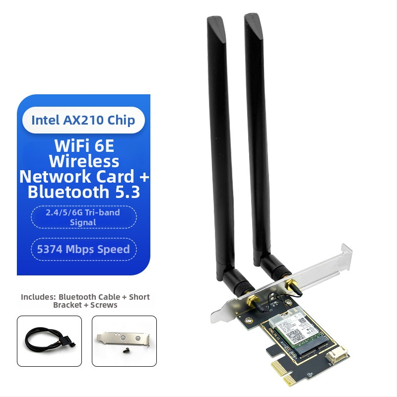 Cardă de rețea wireless PCIe WiFi 6 tri-band 2,4/5/6 GHz Bluetooth 5.3 AX210 5374 Mbps