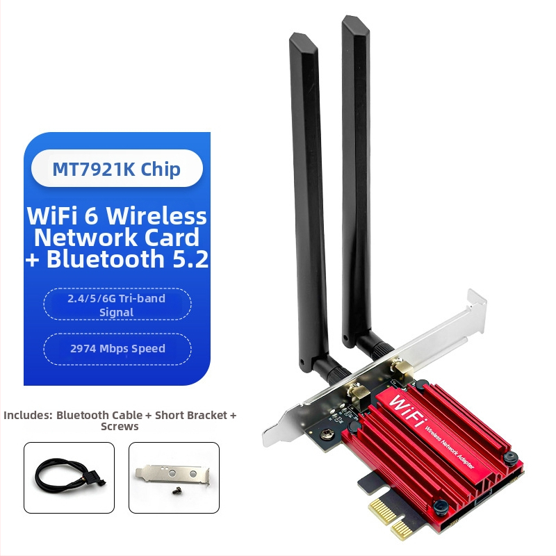 Cardă de rețea wireless PCIe WiFi 6 tri-band 2,4/5/6 GHz Bluetooth 5.3 AX210 5374 Mbps