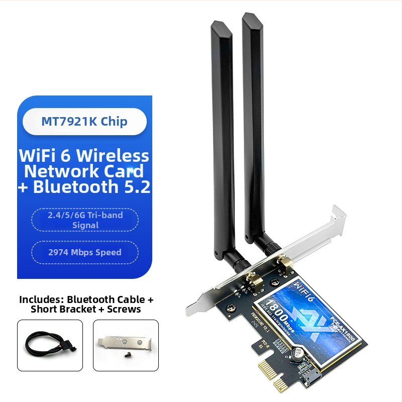 Cardă de rețea wireless PCIe WiFi 6 tri-band 2,4/5/6 GHz Bluetooth 5.3 AX210 5374 Mbps