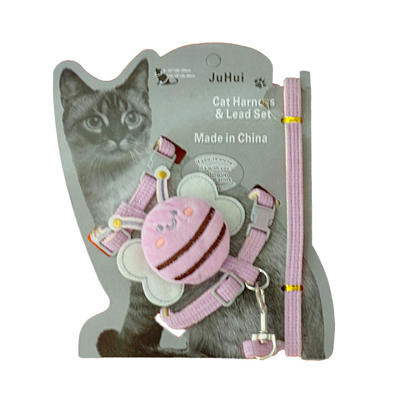 Mačji povodac s teleskopskim povlačenjem i anti-escape prsni remen, poliester, I-oblik dizajn