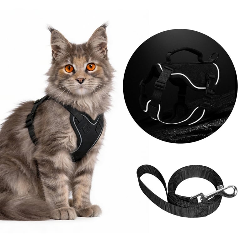 Mačji prsni pojas s reflektirajućom i prozračnom vestom dizajnom; poliester; nije produživački; za mačke