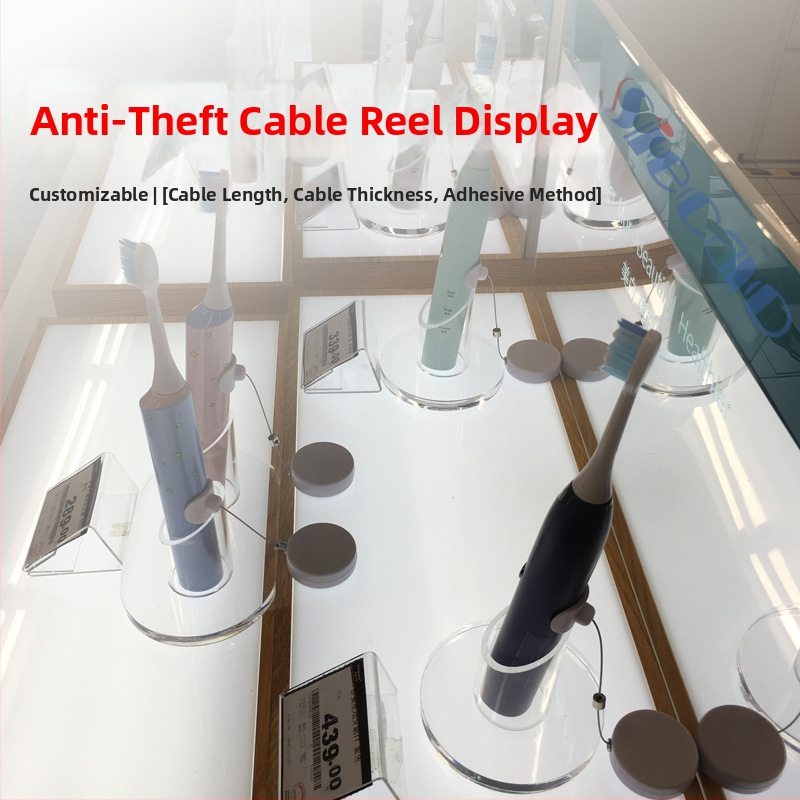 SIECAO Antikradni prikazni pretinac s automatskim teleskopskim proširenjem za nakit — automatsko proširenje; Primjena: vitrine za nakit i satove; Prilagodba: mogu se prilagoditi različiti završeci konaca; dio serije Anti-theft display