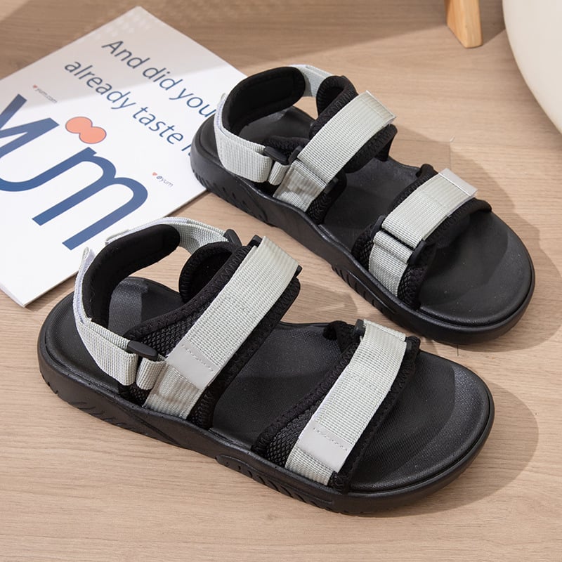 Muške sandale za plažu s PVC gornjim dijelom i PVC potplatom, otvoreni prst, Velcro zatvarač, prozračne