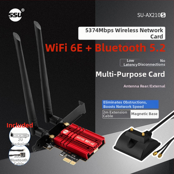Cardă PCIe pentru desktop AX210S, WiFi 6, 5374 Mbps, Bluetooth 5.2
