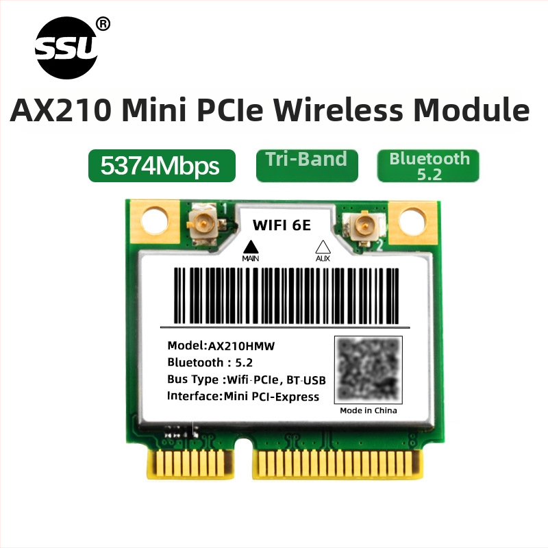 Cardă PCIe pentru desktop AX210S, WiFi 6, 5374 Mbps, Bluetooth 5.2