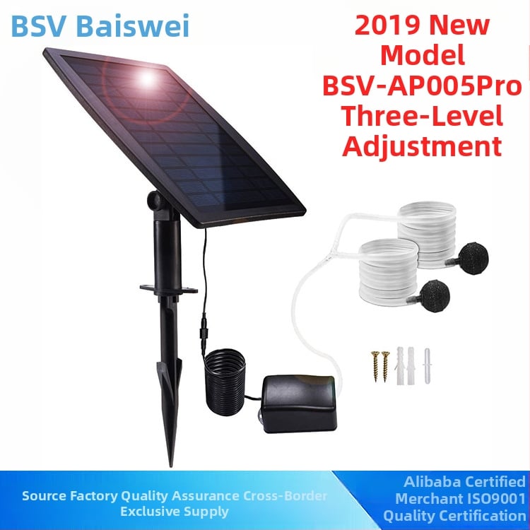 Solarna oksigen pumpa za ribnjak i vrt, vanjska upotreba, protok zraka 0.9 L/min, baterija 18650 2200 mAh, težina 0.65 kg