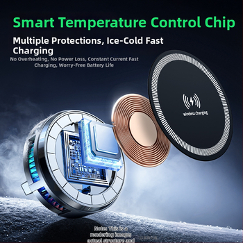 H8A-15W Bezdrôtové nabíjanie s magnetickým chladením radiátora, MagSafe hlava, Type-C rozhranie, plast a kov