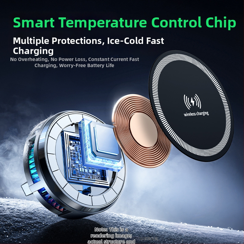H8A-15W Bezdrôtové nabíjanie s magnetickým chladením radiátora, MagSafe hlava, Type-C rozhranie, plast a kov