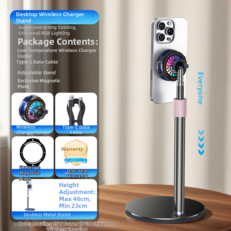 H8A-15W Bezdrôtové nabíjanie s magnetickým chladením radiátora, MagSafe hlava, Type-C rozhranie, plast a kov