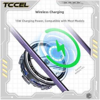 Μαγνητικός ασύρματος ψύκτης για κινητό τηλέφωνο με ψύξη με ημιαγωγό — Διασύνδεση Type-C; κατασκευή από κράμα αλουμινίου + θερμικά αγώγιμο σιλικόνη; βάρος 94 g