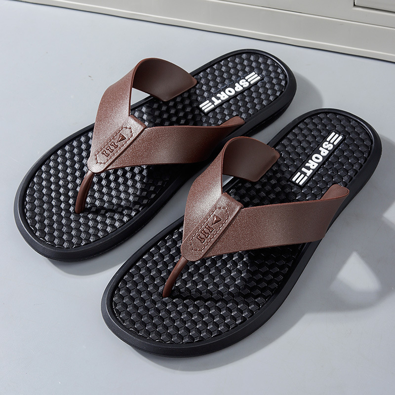 Férfi flip-flop papucs – nyitott orrú, mindennapi lazítás; felső PVC, talp PVC, talp injekciós formázással