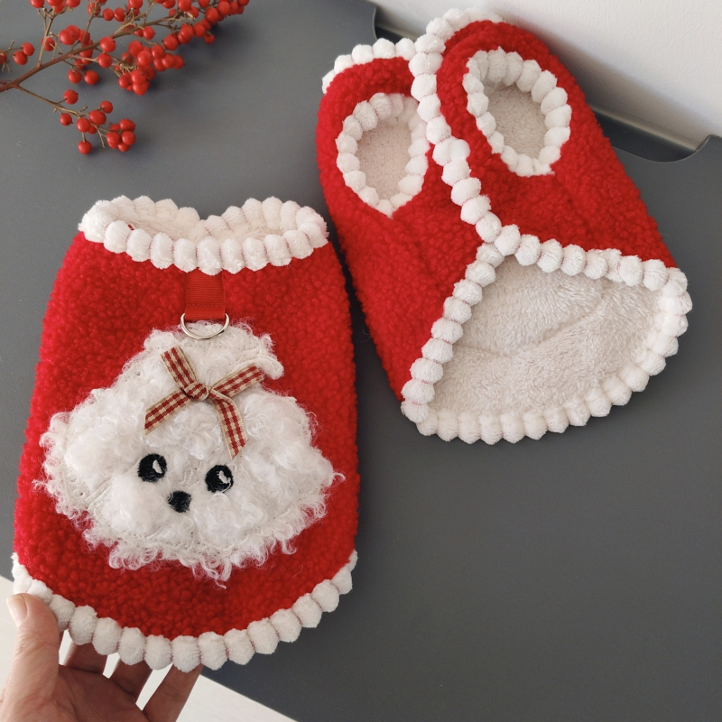 Odjeća za kućne ljubimce - sladak stil, Coral Fleece prsluk za jesen-zimu, debeli topli pulover za male pse i mačke