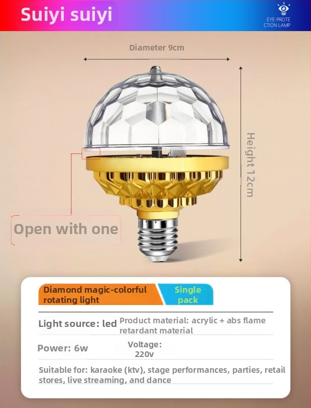 LED Νέον Φως για το Νέο Έτος - Υποδοχή E27, Κυκλικό/Εξάγωνο Σχήμα, Πλαστικό Κέλυφος, Μοντέλο New Year Bulb, Τάση 220V