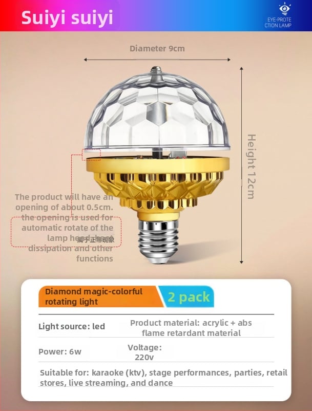 LED Νέον Φως για το Νέο Έτος - Υποδοχή E27, Κυκλικό/Εξάγωνο Σχήμα, Πλαστικό Κέλυφος, Μοντέλο New Year Bulb, Τάση 220V