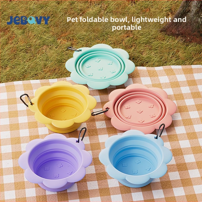 Πτυσσόμενο μπολ από σιλικόνη για κατοικίδια – φορητό εξωτερικό μπολ ποτίσματος για σκύλους και γάτες