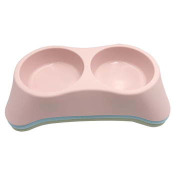 Δοχεία φαγητού κατοικίδιων — Πλαστικά τραπεζοειδή διπλά μπολάκια για σκύλους και γάτες (Harry YaYa)