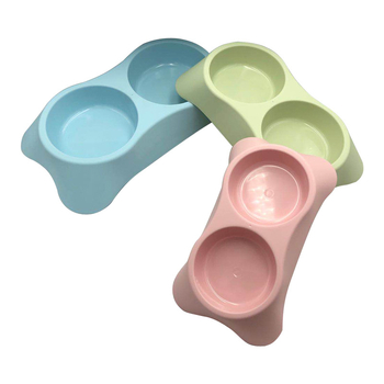 Δοχεία φαγητού κατοικίδιων — Πλαστικά τραπεζοειδή διπλά μπολάκια για σκύλους και γάτες (Harry YaYa)