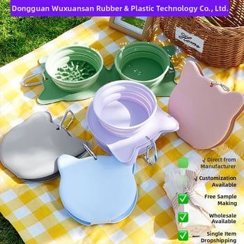 Πτυσσόμενα διπλά μπολ κατοικίδιων, σιλικόνη, εξωτερικά, φορητά, αργό τάισμα, αυτόματη τροφοδοσία