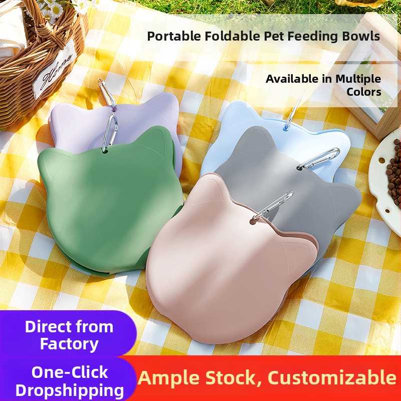 Πτυσσόμενα διπλά μπολ κατοικίδιων, σιλικόνη, εξωτερικά, φορητά, αργό τάισμα, αυτόματη τροφοδοσία