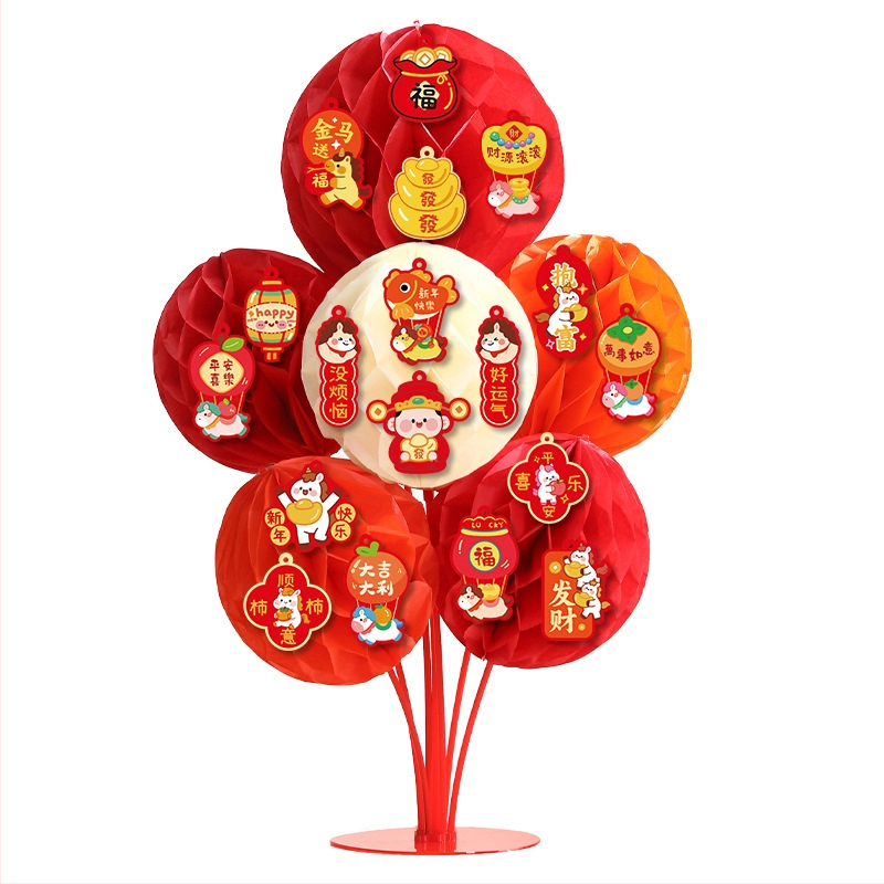 Papirnate kuglice u obliku saća za viseće dekoracije – dekor prostora, materijal: papir, stil: svečano/Novu godinu, proljetni festival, marka Orange Promise Billion