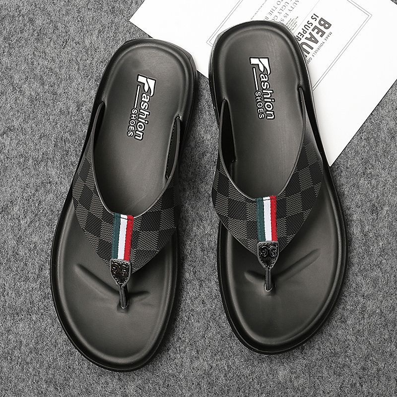 Férfi nyári tengerparti szandálok, nyitott lábujjakkal, laza stílus, PU felsőrész, poliuretán talp, flip-flop zárás