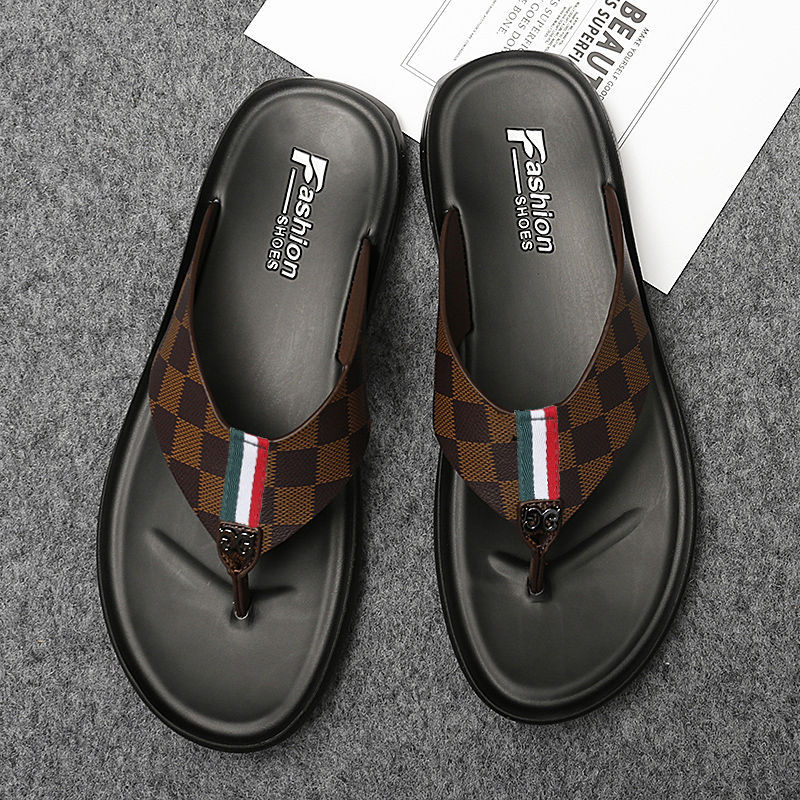 Férfi nyári tengerparti szandálok, nyitott lábujjakkal, laza stílus, PU felsőrész, poliuretán talp, flip-flop zárás