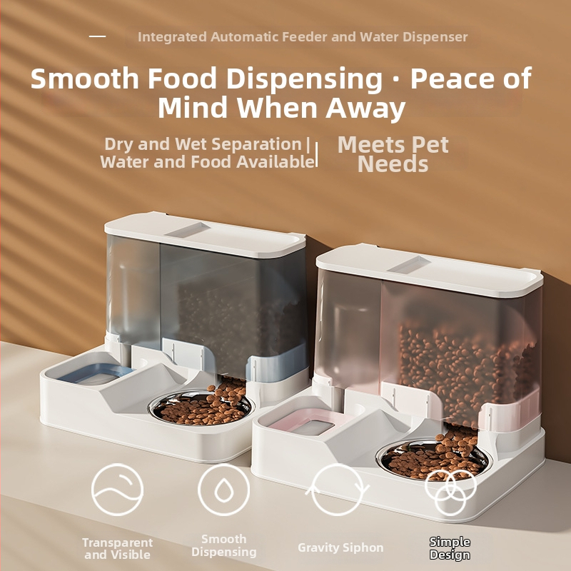 Berry Διπλό μπολ γάτας με αυτόματο δοχείο πόσης και φαγητού, ενσωματωμένο σετ ποτίσματος και ταΐσματος