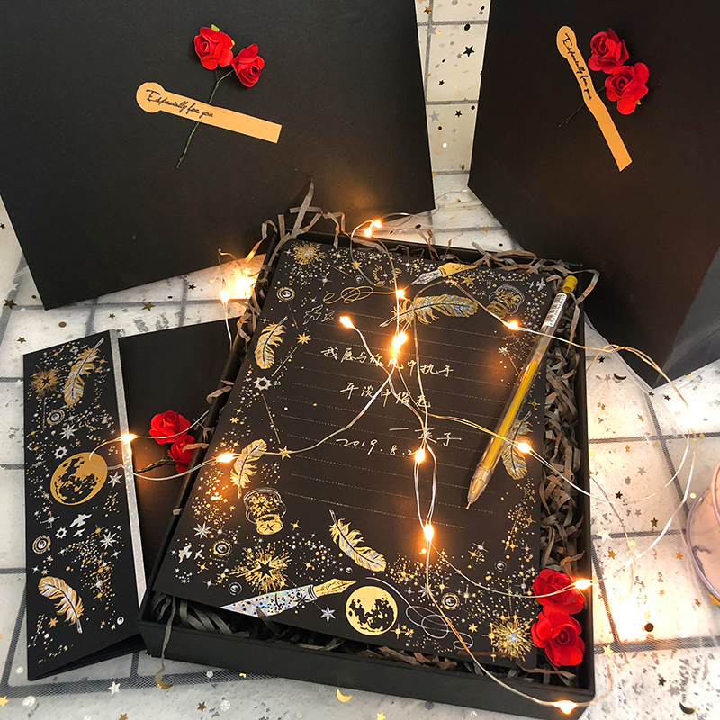 Levélpapír és boríték ajándékdoboz szett kínai stílusban, megfelelő ajándék új otthonba osztálytársnak