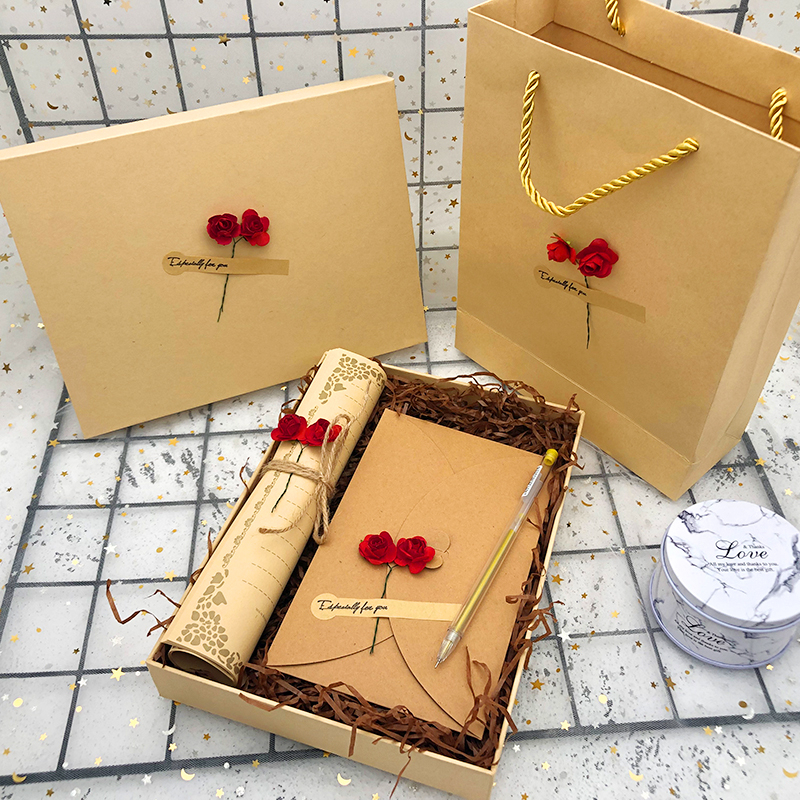 Levélpapír és boríték ajándékdoboz szett kínai stílusban, megfelelő ajándék új otthonba osztálytársnak