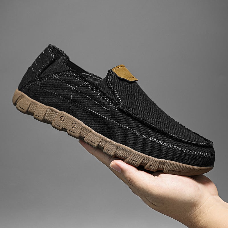 Férfi vászon slip-on loaferek, légáteresztőek, könnyűek, alacsony felső rész, PU talpbetét