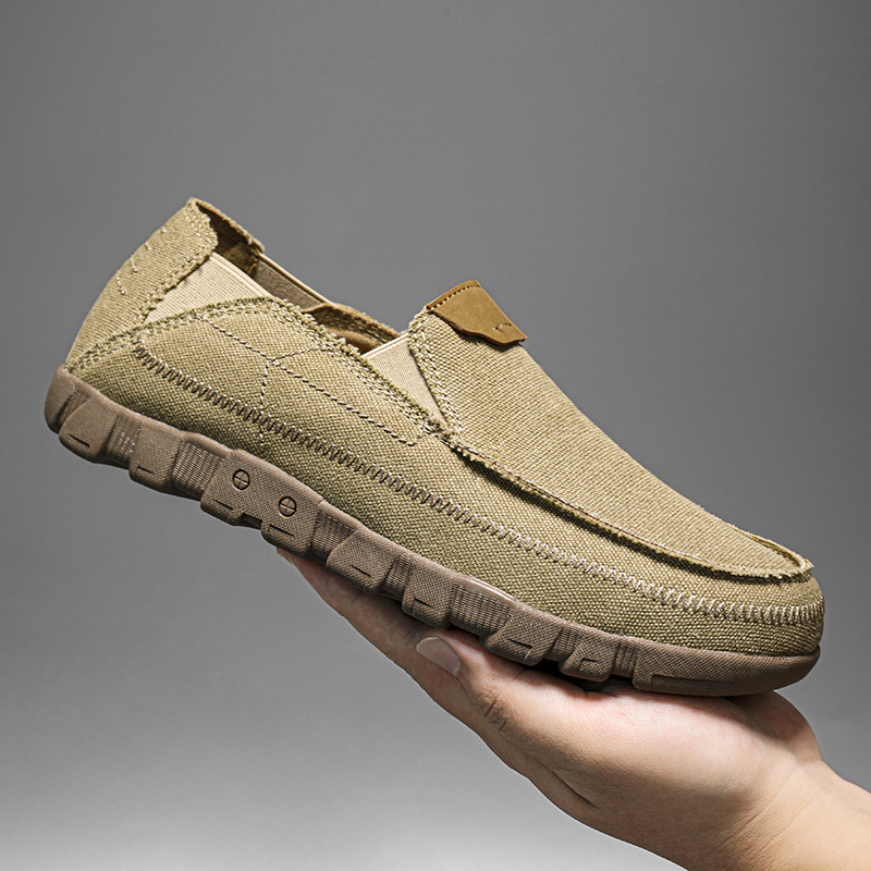 Férfi vászon slip-on loaferek, légáteresztőek, könnyűek, alacsony felső rész, PU talpbetét