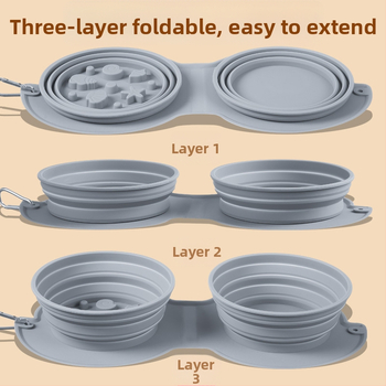 Πτυσσόμενο μπολ κατοικίδιων από σιλικόνη — φορητό, διπλής χρήσης για φαγητό και νερό, κατάλληλο για γάτες και σκύλους