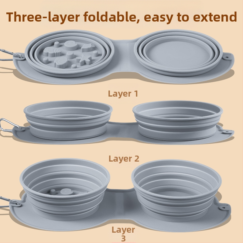 Πτυσσόμενο μπολ κατοικίδιων από σιλικόνη — φορητό, διπλής χρήσης για φαγητό και νερό, κατάλληλο για γάτες και σκύλους