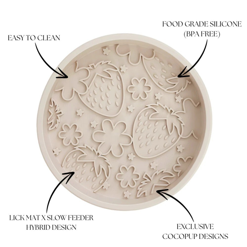 Μπολ σκύλου από σιλικόνη σε σχήμα φράουλας, κυκλικό, με αργή τροφοδοσία, αδιαρροϊκό, κατάλληλο για τρόφιμα, μάρκα Yc