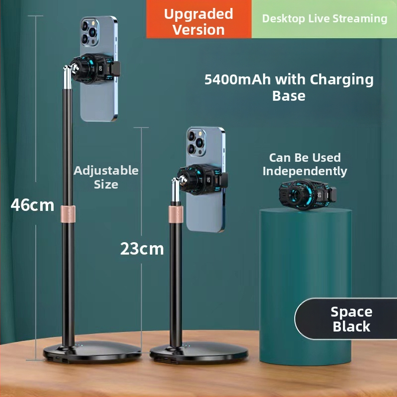 Desktopový chladič pre telefón pre živé vysielanie — regulácia teploty s digitálnym displejom, polovodičové chladenie, 6 W, Type-C, 125 g, ABS+PC+hliník
