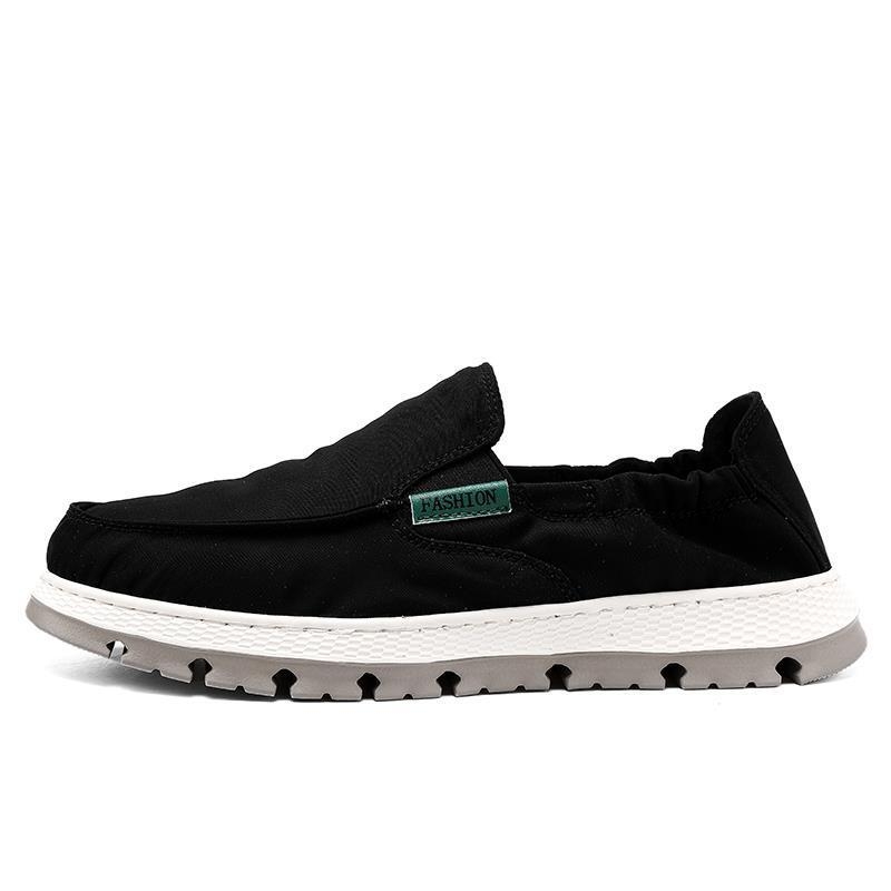 Loafers bărbați slip-on din pânză, upper respirabil, talpă din cauciuc, vârf din piele, talpă groasă (>8 cm)
