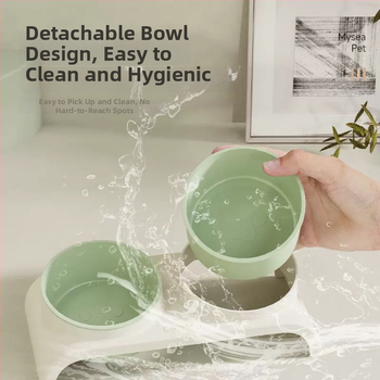 Δοχείο τροφής γάτας, διπλό, φιλικό προς το περιβάλλον, με κεκλιμένη άκρη και αντιανατροπή, από πλαστικό