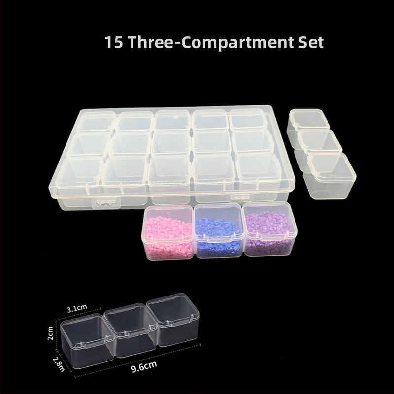 Stolna kutija za pohranu s odjeljcima za perlice za nokte, PP plast, model AC0009, otporna na prašinu i može se slagati