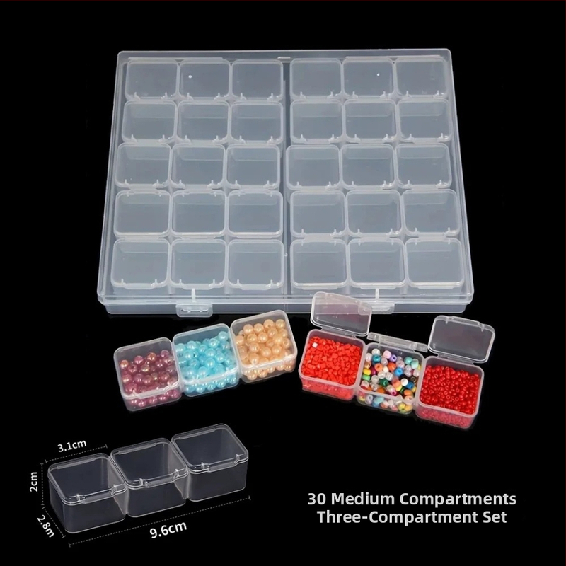 Stolna kutija za pohranu s odjeljcima za perlice za nokte, PP plast, model AC0009, otporna na prašinu i može se slagati