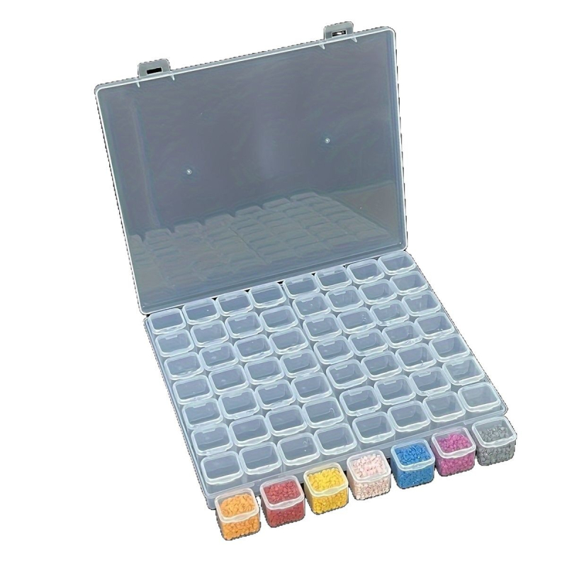 Stolna kutija za pohranu s odjeljcima za perlice za nokte, PP plast, model AC0009, otporna na prašinu i može se slagati