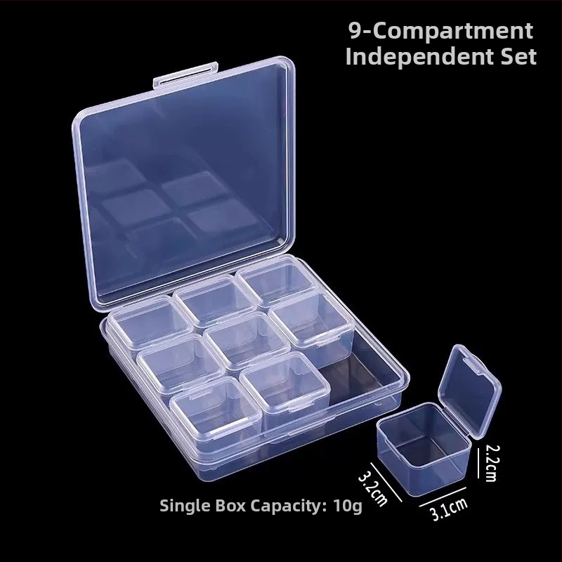 Stolna kutija za pohranu s odjeljcima za perlice za nokte, PP plast, model AC0009, otporna na prašinu i može se slagati