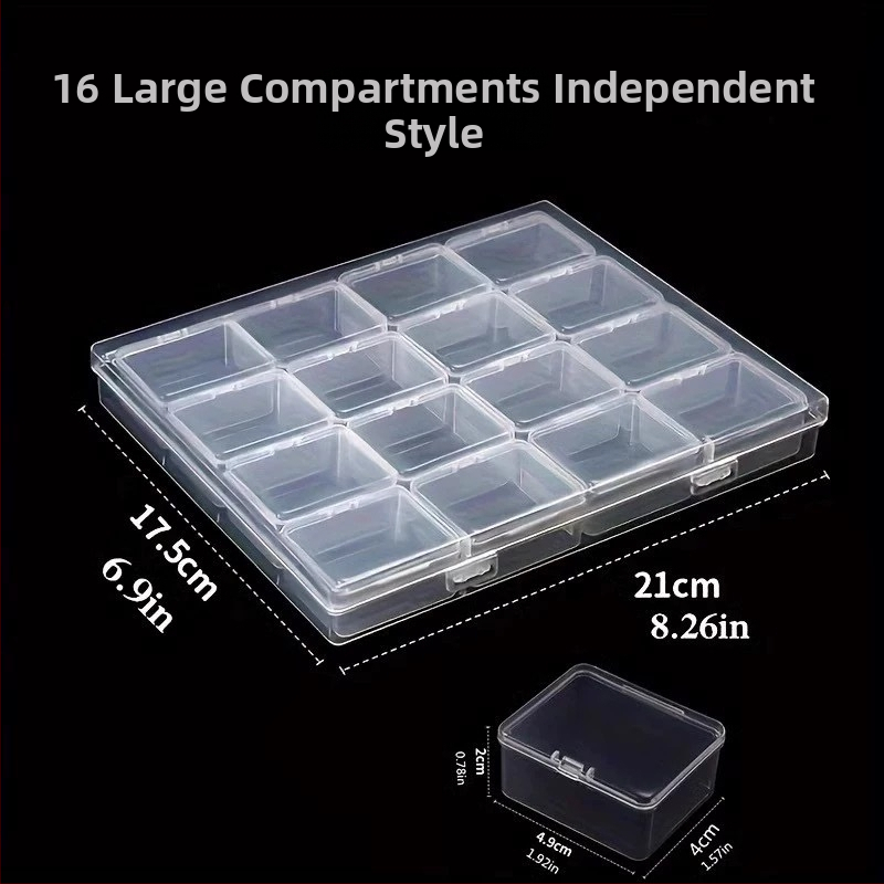 Stolna kutija za pohranu s odjeljcima za perlice za nokte, PP plast, model AC0009, otporna na prašinu i može se slagati