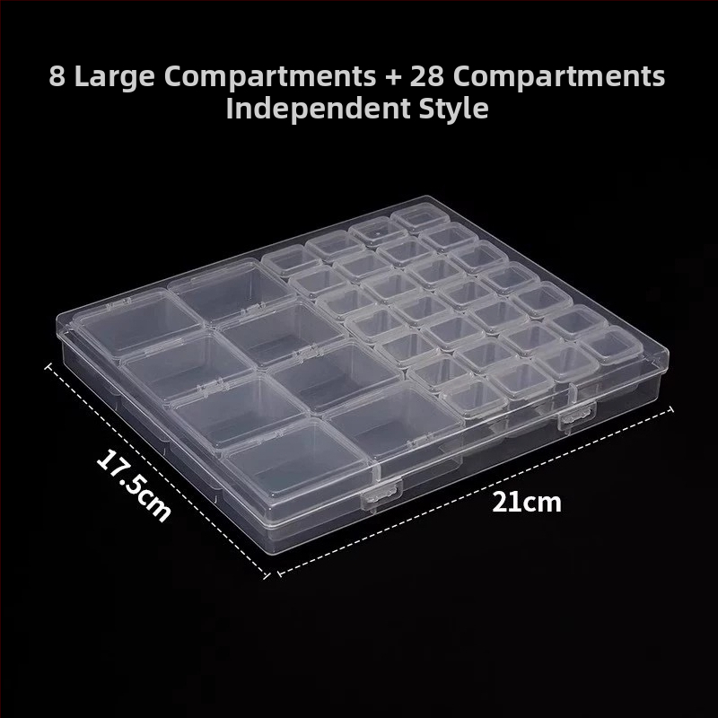 Stolna kutija za pohranu s odjeljcima za perlice za nokte, PP plast, model AC0009, otporna na prašinu i može se slagati