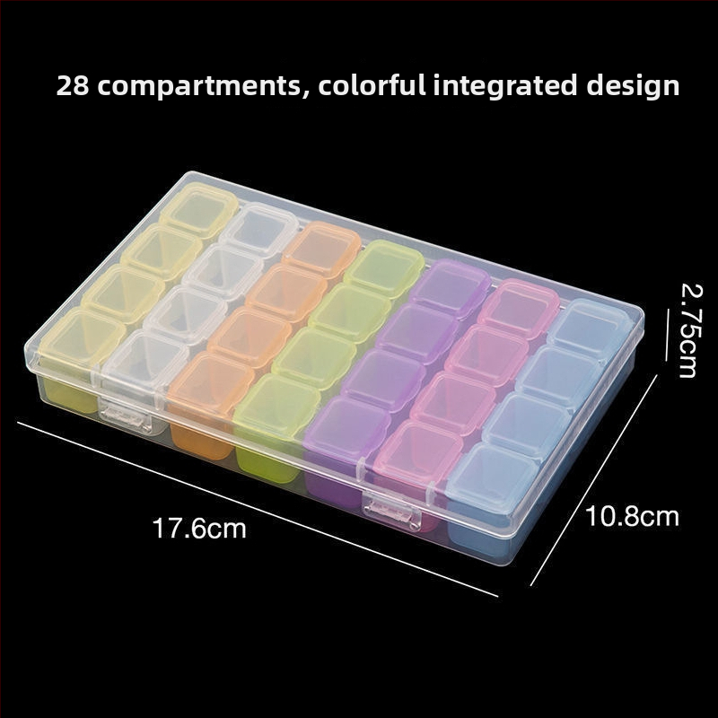 Stolna kutija za pohranu s odjeljcima za perlice za nokte, PP plast, model AC0009, otporna na prašinu i može se slagati