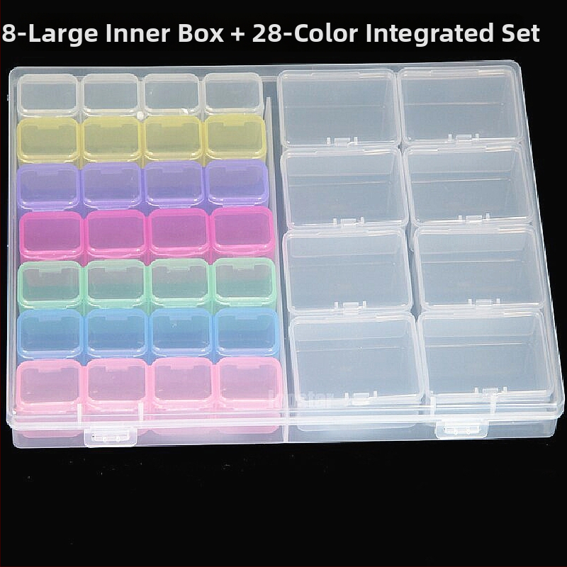 Stolna kutija za pohranu s odjeljcima za perlice za nokte, PP plast, model AC0009, otporna na prašinu i može se slagati