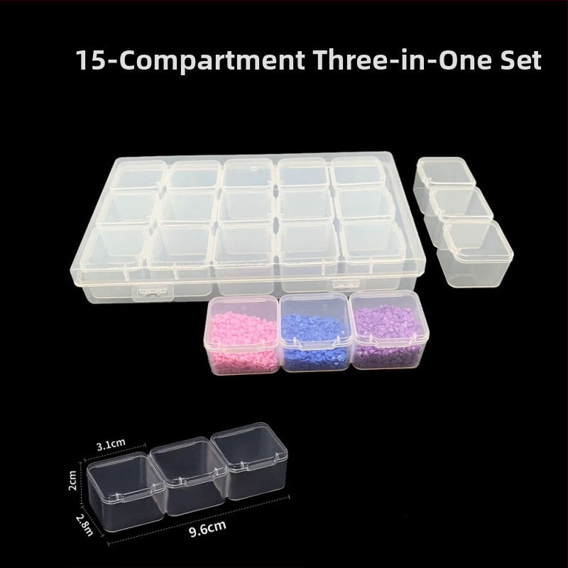 Stolna kutija za pohranu s odjeljcima za perlice za nokte, PP plast, model AC0009, otporna na prašinu i može se slagati